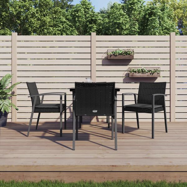 vidaXL Garden Dining Set Black Poly Rattan Medium Durable