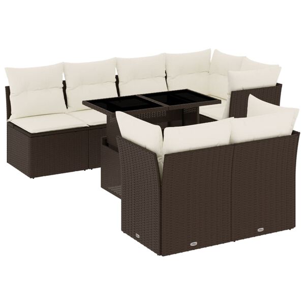 vidaXL Garden Sofa Set Brown