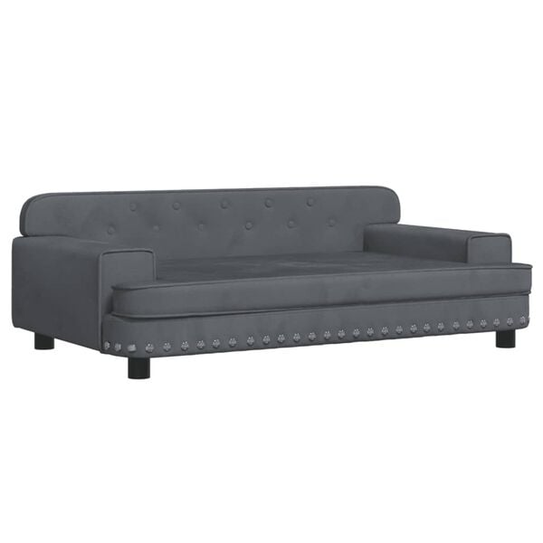 vidaXL Kids Sofa Dark Grey Velvet, Pine wood, Foam Mini