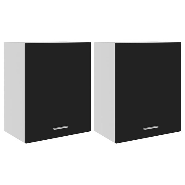 vidaXL Hanging Cabinet Set of 2 Black Engineered Wood Medium