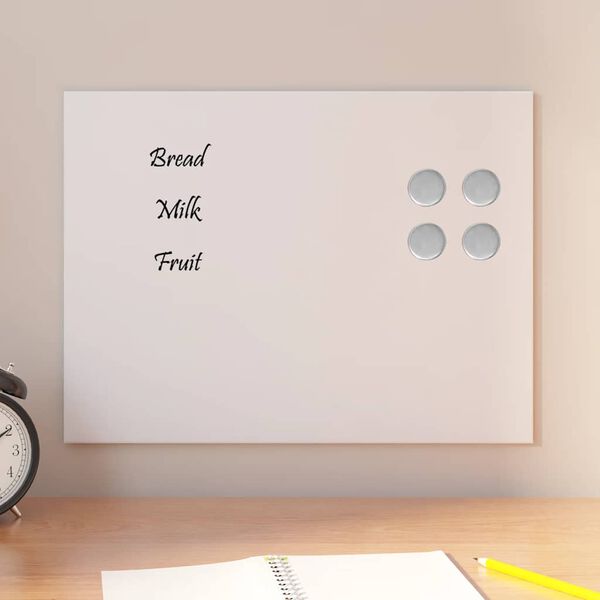 vidaXL Wall-mounted Magnetic Board White 15.7"x11.8" Tempered Glass