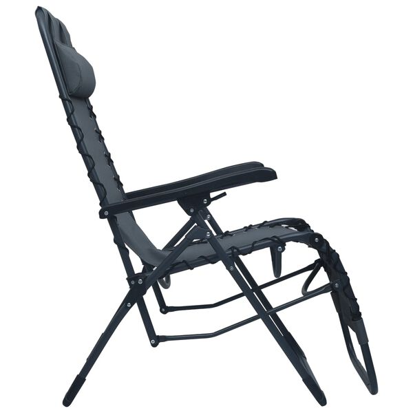 vidaXL Folding Deck Chair Gray Textilene