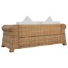 vidaXL Sofa Natural Rattan, Natural, Linen Cream White Natural Rattan Fitrit