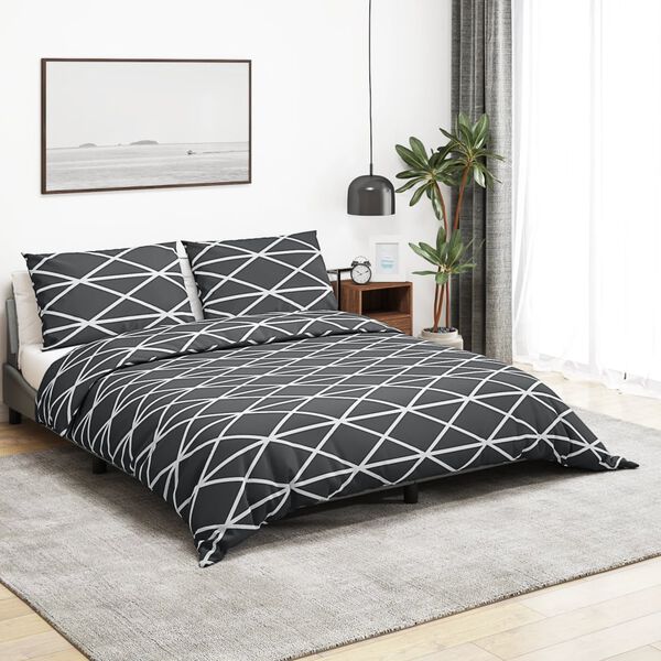 vidaXL Duvet Cover Set Grey 100% Cotton 78.7 x 78.7 in Light Weight