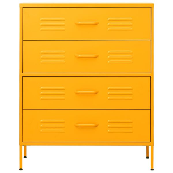 vidaXL Chest of Drawer Mustard Yellow Steel Medium Levelers