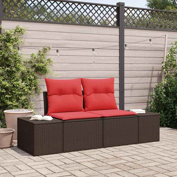 vidaXL Garden Sofa with Cushion 184 x 62 x 69 cm Poly Rattan