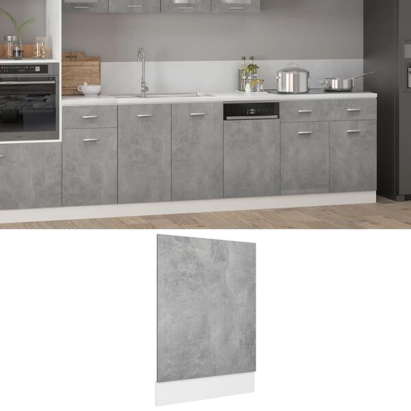 vidaXL Dishwasher Panel Concrete Grey Engineered Wood Durable