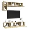 vidaXL TV Cabinet Set Sonoma Oak Engineered Wood Standard TV Cabinet Set