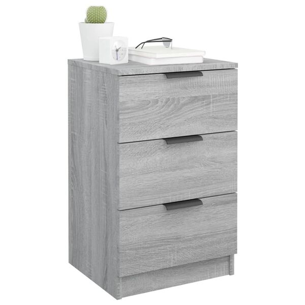 vidaXL Bedside Cabinet Gray Sonoma Engineered Wood 15.7x14.2x25.6 in