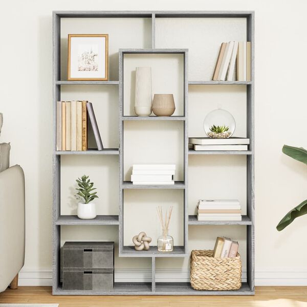 vidaXL Book Cabinet Grey Sonoma Engineered Wood