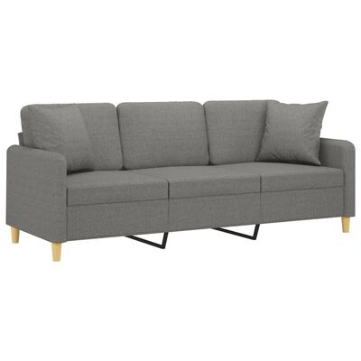 vidaXL 3-Seater Sofa with Pillows&Cushions Dark Gray 70.9" Fabric