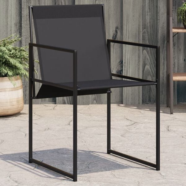 vidaXL Garden Chair Set of 4 Black Textilene fabric, Powder-Coated Steel