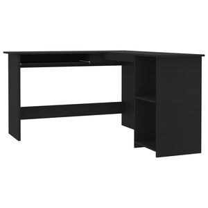 vidaXL Corner Desk Black Engineered wood Medium Sliding Components