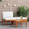 vidaXL Garden Lounge Set Cream White, Black Solid Acacia Wood, Rope Medium