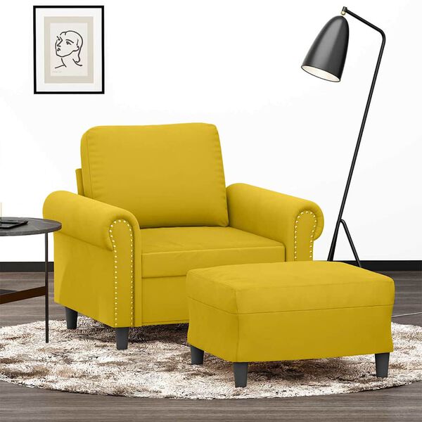 vidaXL Sofa Chair With Footstool Yellow