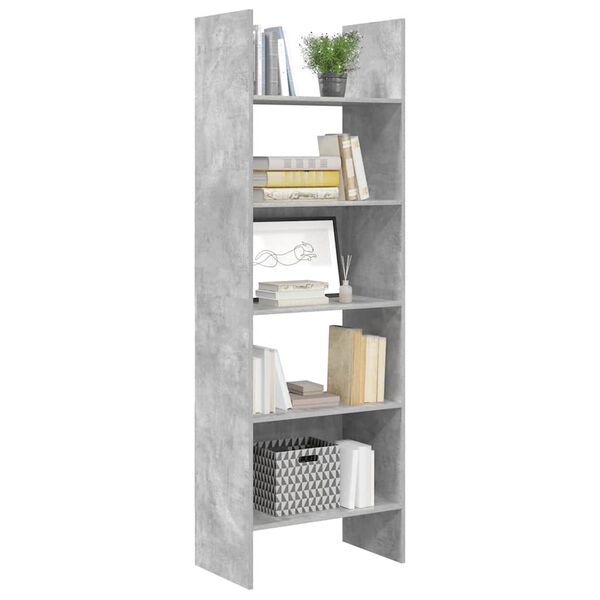 vidaXL Book Cabinet Concrete Grey Engineered Wood 59 in Tall, 23.6 in Wide