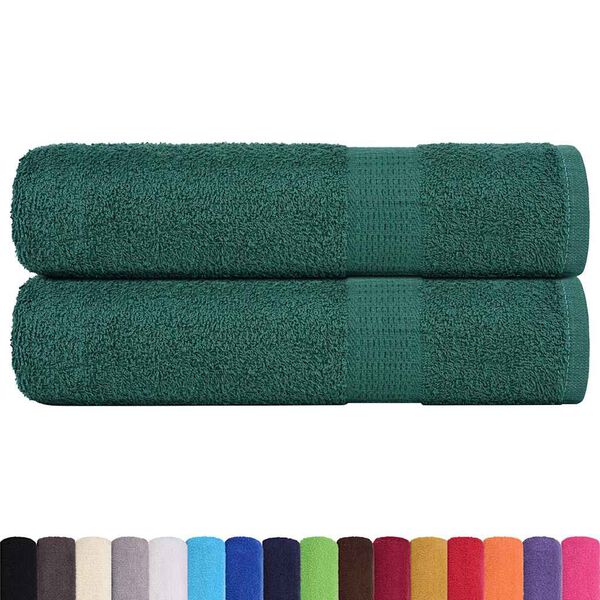 vidaXL Shower Towel Set of 2 Green 100% Cotton 27.6 x 55.1 in