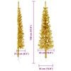 vidaXL Artificial Half Christmas Tree Gold PVC, Steel Slim, Space-Saving