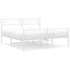 vidaXL Metal Bed Frame White Powder-Coated Steel 55.1 x 78.7 in