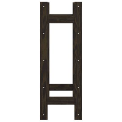 Back/front framework of the wooden wine rack showing its vertical side rails and top/bottom braces.