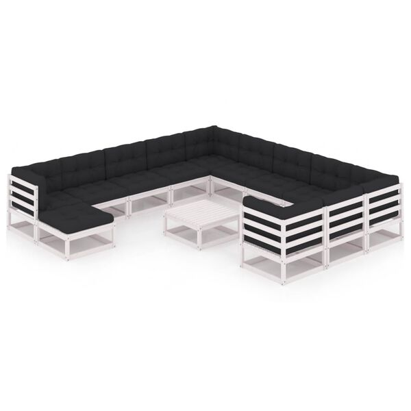 vidaXL Garden Lounge Set White Solid Pinewood Large Durable