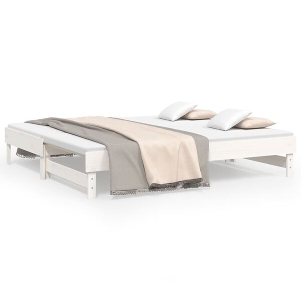 vidaXL Day Bed White Solid pine wood Full Expandable Day Bed