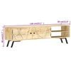 vidaXL TV Cabinet Natural, Brass Solid Mango Wood, Steel 55.1x11.8x15.7 in