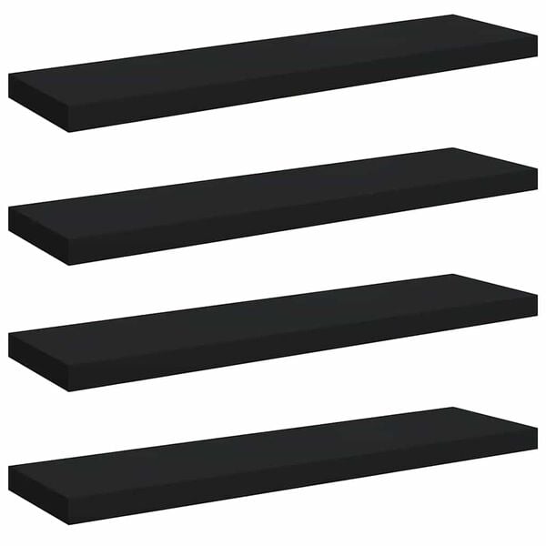 vidaXL Wall Shelf Set of 4 Black Honeycomb MDF, metal