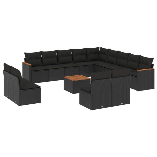 vidaXL Garden Sofa Set Black