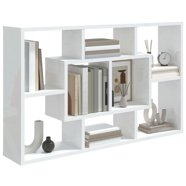 vidaXL Wall Shelf High Gloss White Engineered Wood 33.5 x 6.3 x 20.7 in
