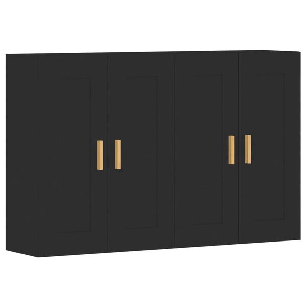 vidaXL Wall Mounted Cabinet Set of 2 Black Engineered wood Medium