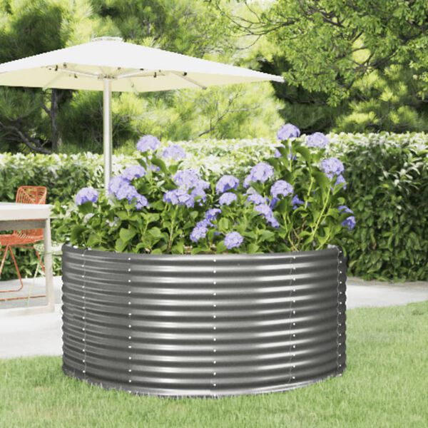 vidaXL Garden Raised Bed Grey Powder-coated steel Large Durable