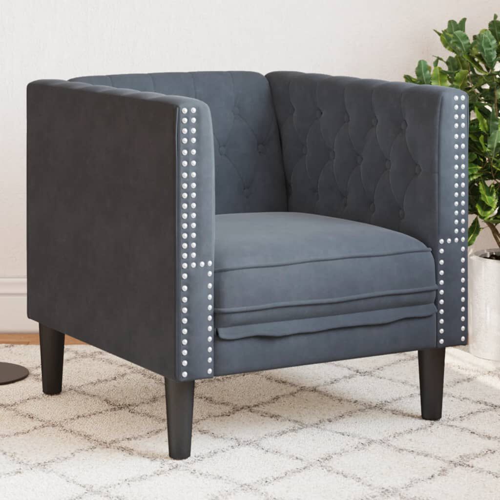 vidaXL Chesterfield Sofa Chair Dark Gray Velvet vidaXL