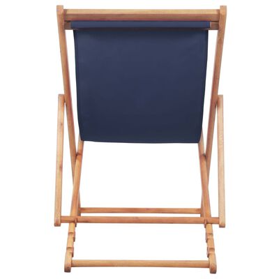 vidaXL Folding Beach Chair Fabric and Wooden Frame Blue