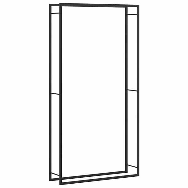 vidaXL Firewood Rack Matt Black 43.3"x11"x84.3" Steel
