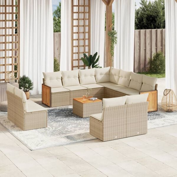 vidaXL Garden Sofa Set Beige, Cream White