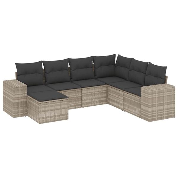 vidaXL Garden Sofa Set Light Grey PE Rattan Large Modular