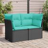 vidaXL Garden Sofa Black, Blue Poly Rattan, Powder-Coated Steel 2-Seater