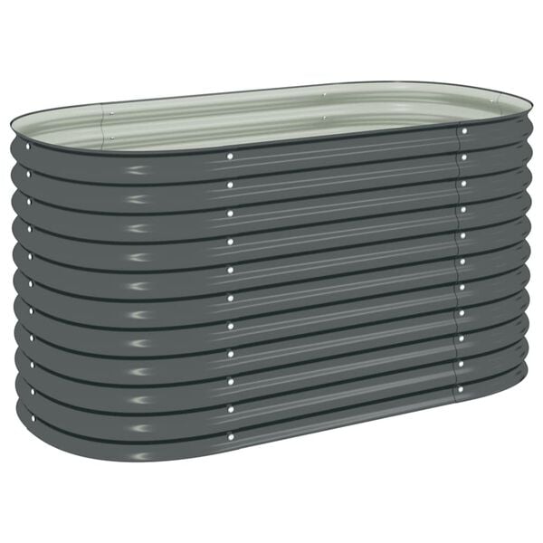 vidaXL Garden Raised Bed Grey Galvanized Steel 63 x 31.5 x 31.9 in