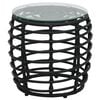 vidaXL Bistro Set Black, Transparent PE rattan, powder-coated steel, glass