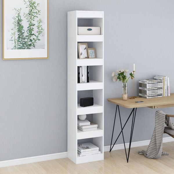 vidaXL Book Cabinet White Engineered Wood 15.7x11.8x77.9 in