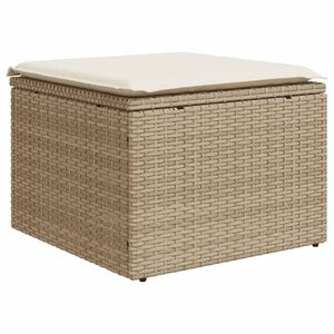 vidaXL Garden Stool Beige Poly Rattan Medium UV-resistant materials