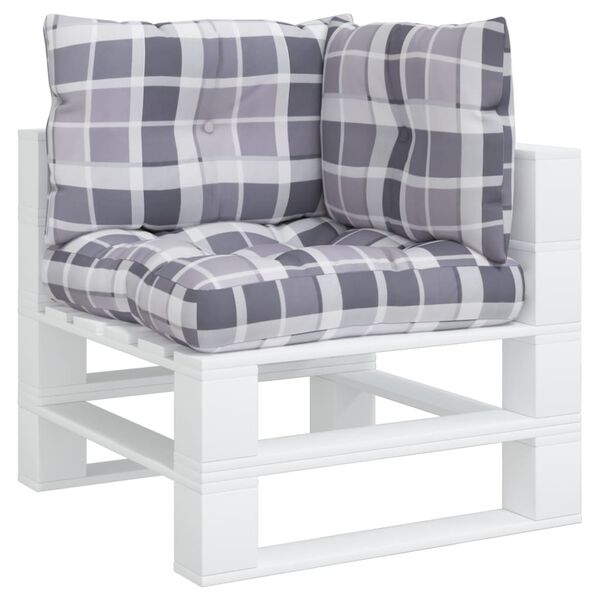 vidaXL Pallet Cushion Set of 3 Grey Check Pattern Polyester Standard