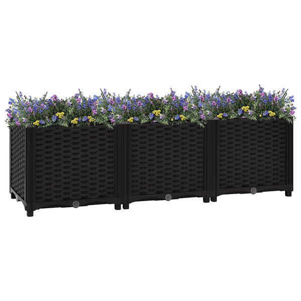vidaXL Raised Bed Black Polypropylene 47.2x15.7x15.0 in Durable
