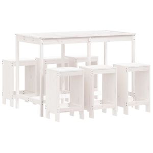 vidaXL Garden Bar Set White Solid pine wood Standard Durable Bar Set