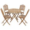 vidaXL Patio Dining Set Set of 4 Natural Bamboo Bamboo, Polyester