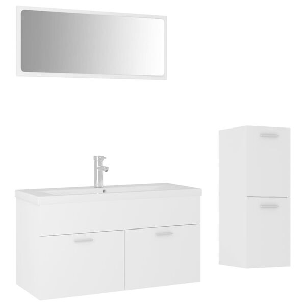 vidaXL Bathroom Furniture Set White Engineered Wood and Ceramic Standard