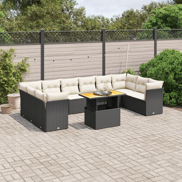 vidaXL Garden Sofa Set Black, Cream white