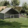 vidaXL Outdoor Dog Kennel Galvanized Steel Grey Galvanized Steel, PE Fabric