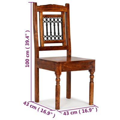 vidaXL Dining Chairs 6 pcs Solid Wood with Sheesham Finish Classic